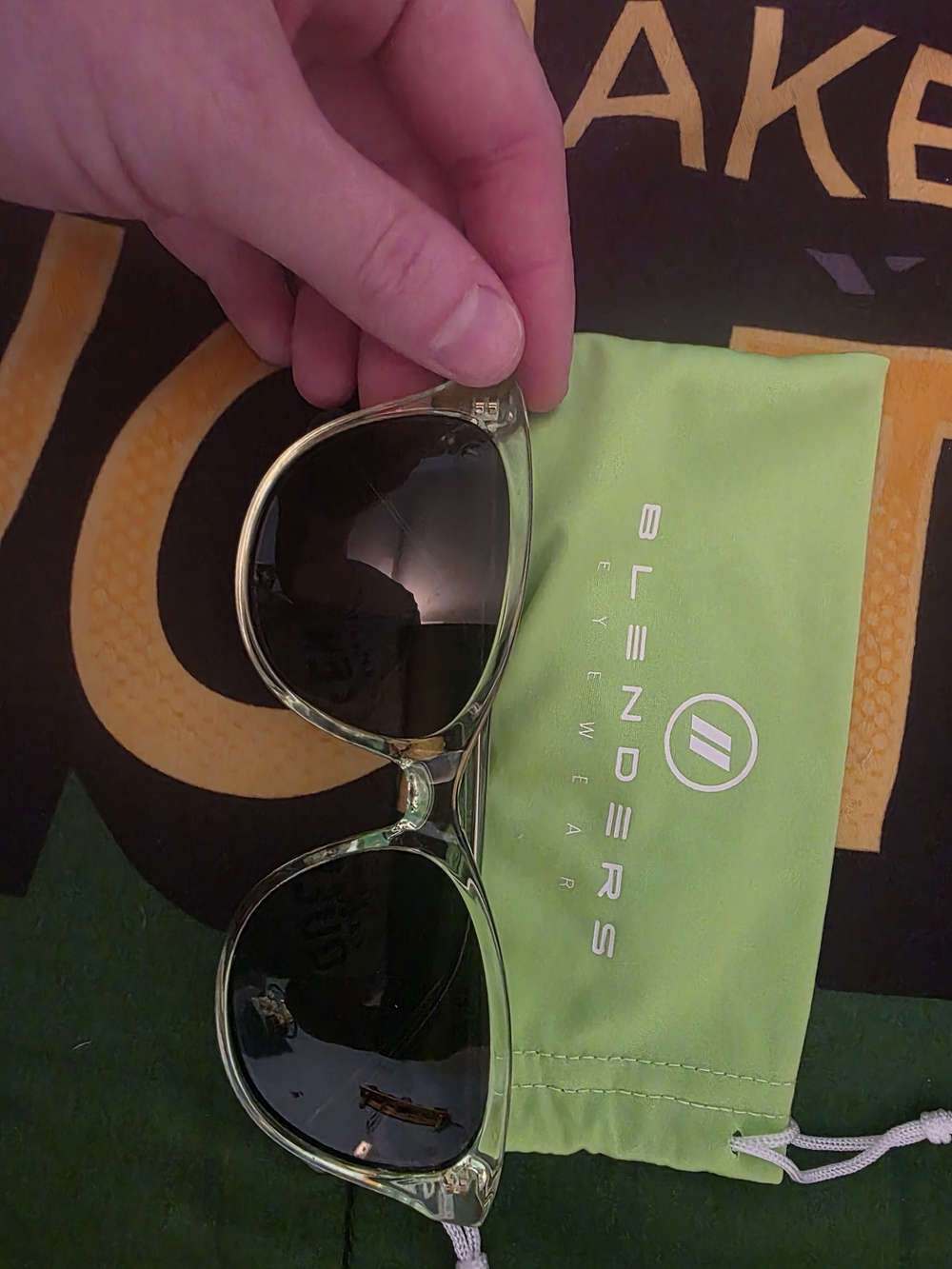 Green Blenders Transparent Sunglasses with Black Lenses -